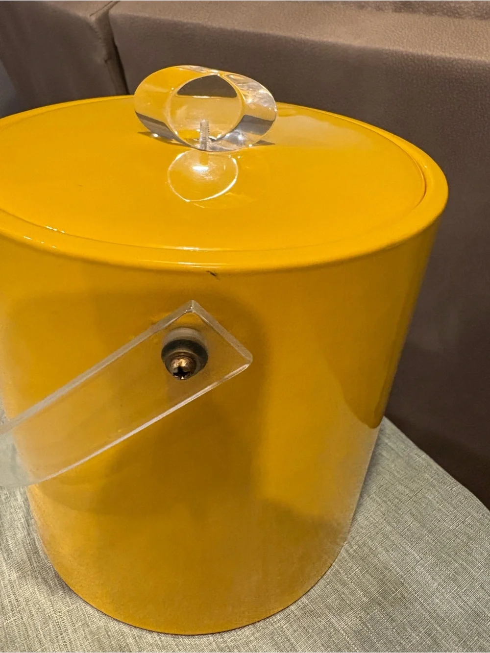 Vintage MCM Golden Yellow Lucite Ice Bucket.